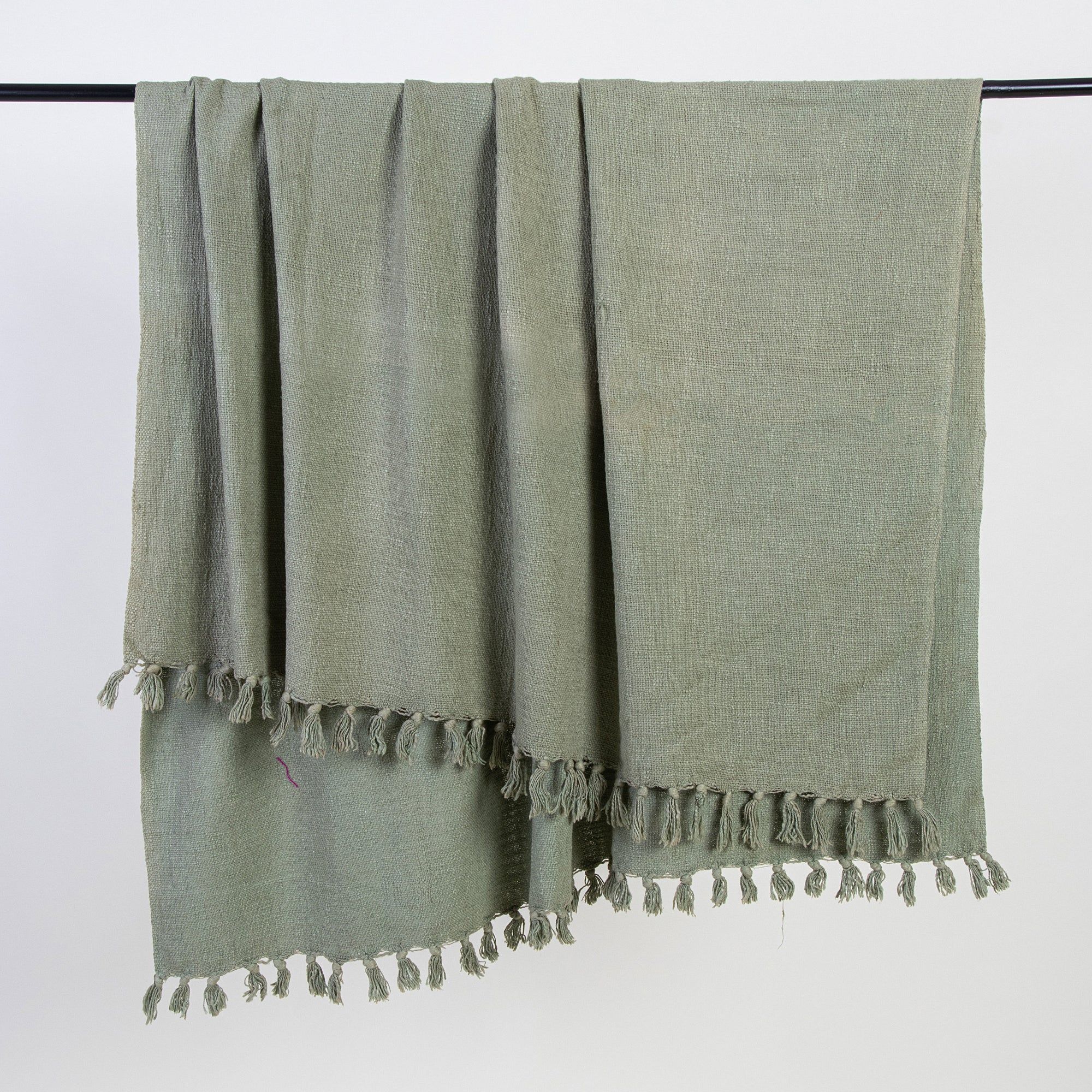 Light Green Cotton Solid Sofa Throws for Living Room, Bed, Couch, Chair, Gift
